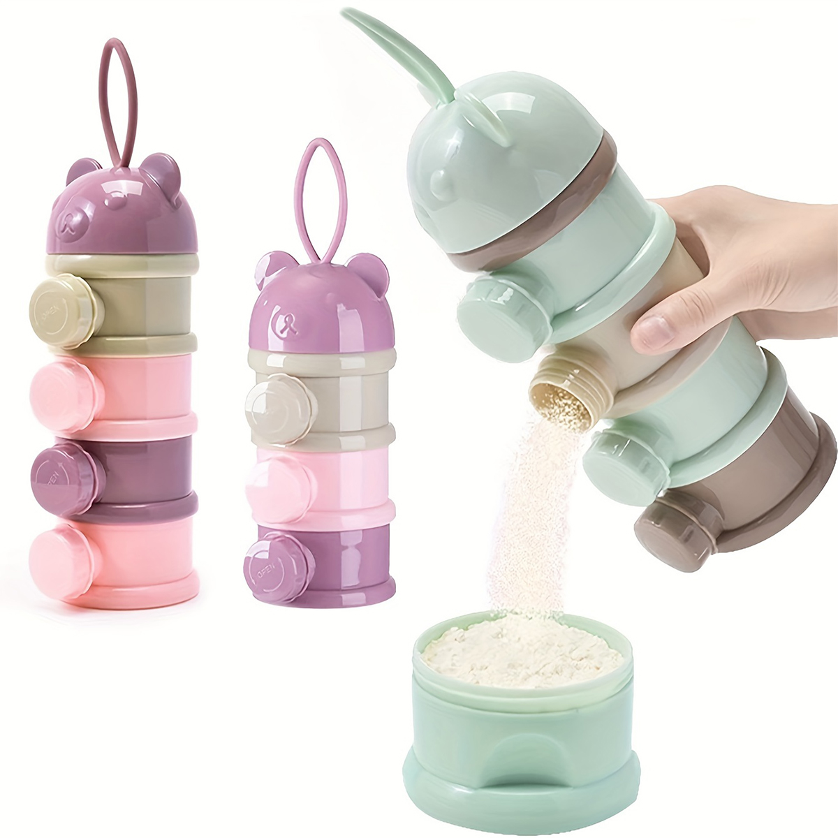 Baby Food Pouches - 스트랩이 있는 대용량 아기 분유 용기,