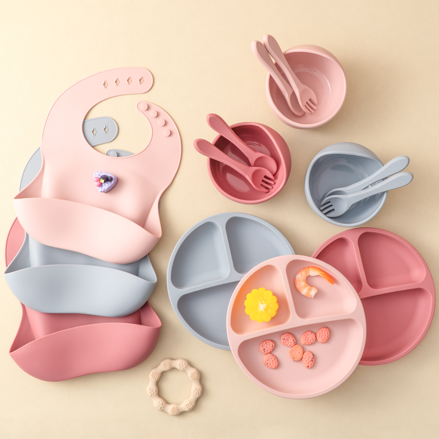 Baby Food Utensils - 5Pcs 아기 실리콘 먹이 세트 어린이를위한