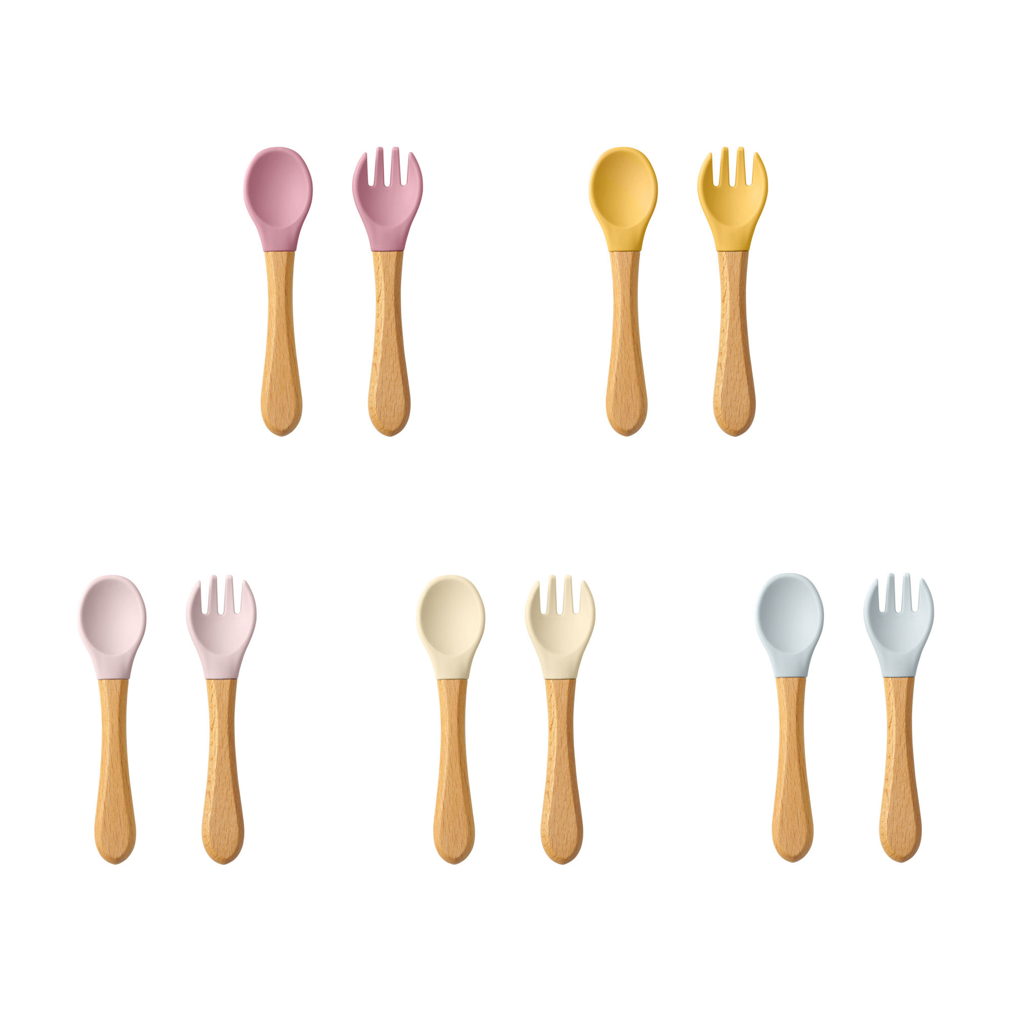 Baby Food Utensils - 2PCS 아기 학습 숟가락 식기 세트