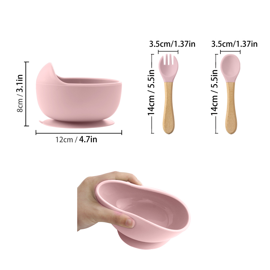 3Pcs 실리콘 아기 먹이 그릇 세트 아기 학습 요리  - Baby Food Utensils 리뷰 및 가격