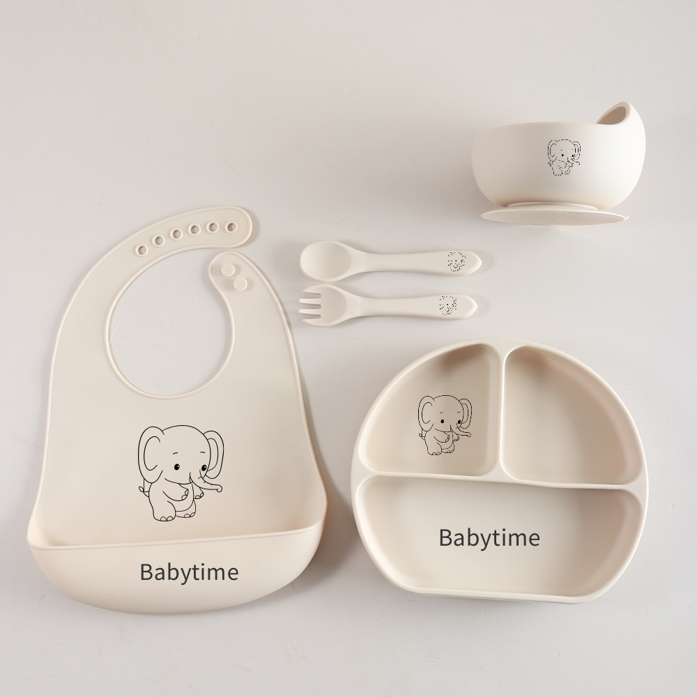 레이저 엘리펀트 아기 식기 세트, 5종 식품 등급 실리 - Baby Food Weaning 리뷰 및 가격