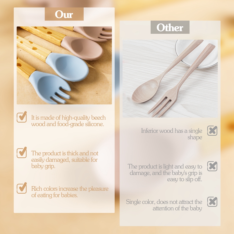 2PCS 아기 대나무 포크 실리콘 나무 아기 먹이 숟가 - Baby Food Organic 리뷰 및 가격