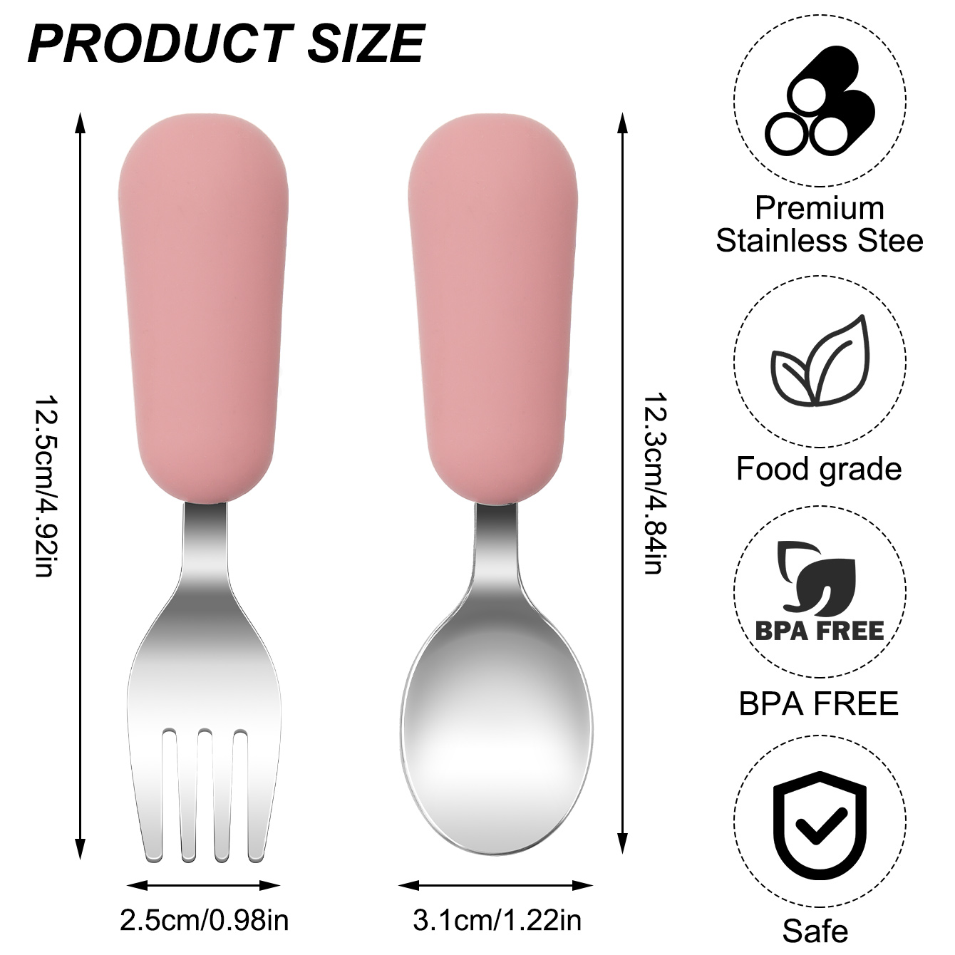 컬러 키즈 2PCS 스테인리스 스틸 포크 스푼 아기 식 - Baby Food Utensils 리뷰 및 가격