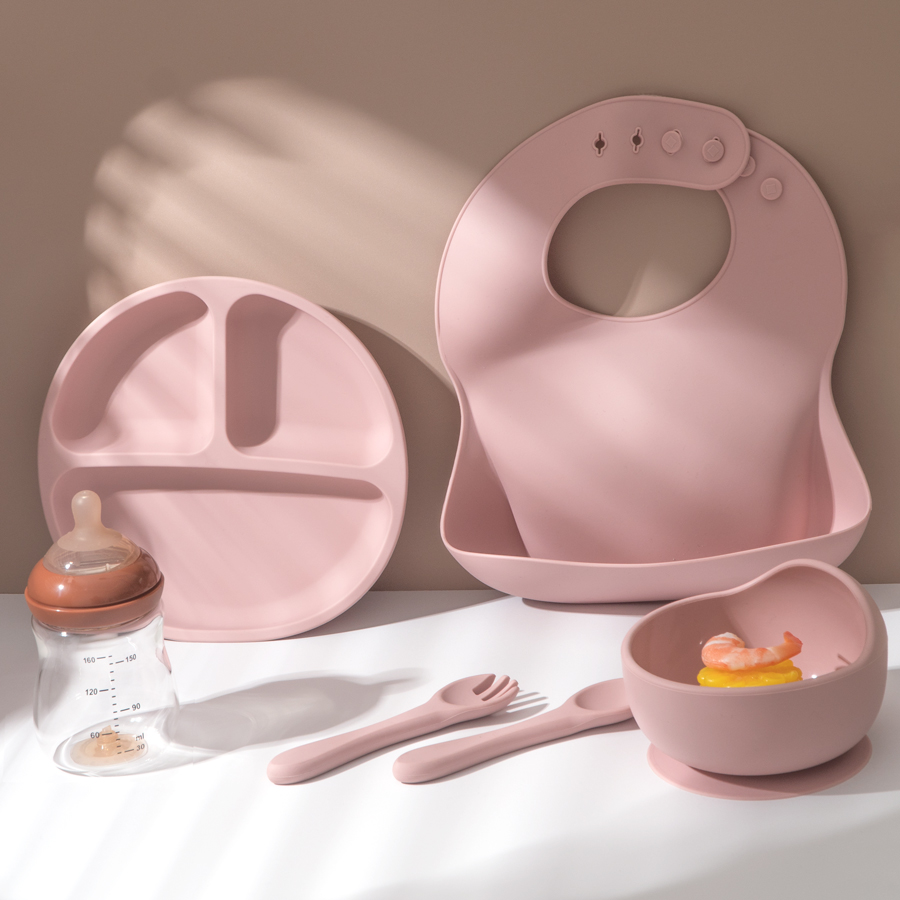 5Pcs 아기 실리콘 먹이 세트 어린이를위한 라운드 식 - Baby Food Utensils 리뷰 및 가격
