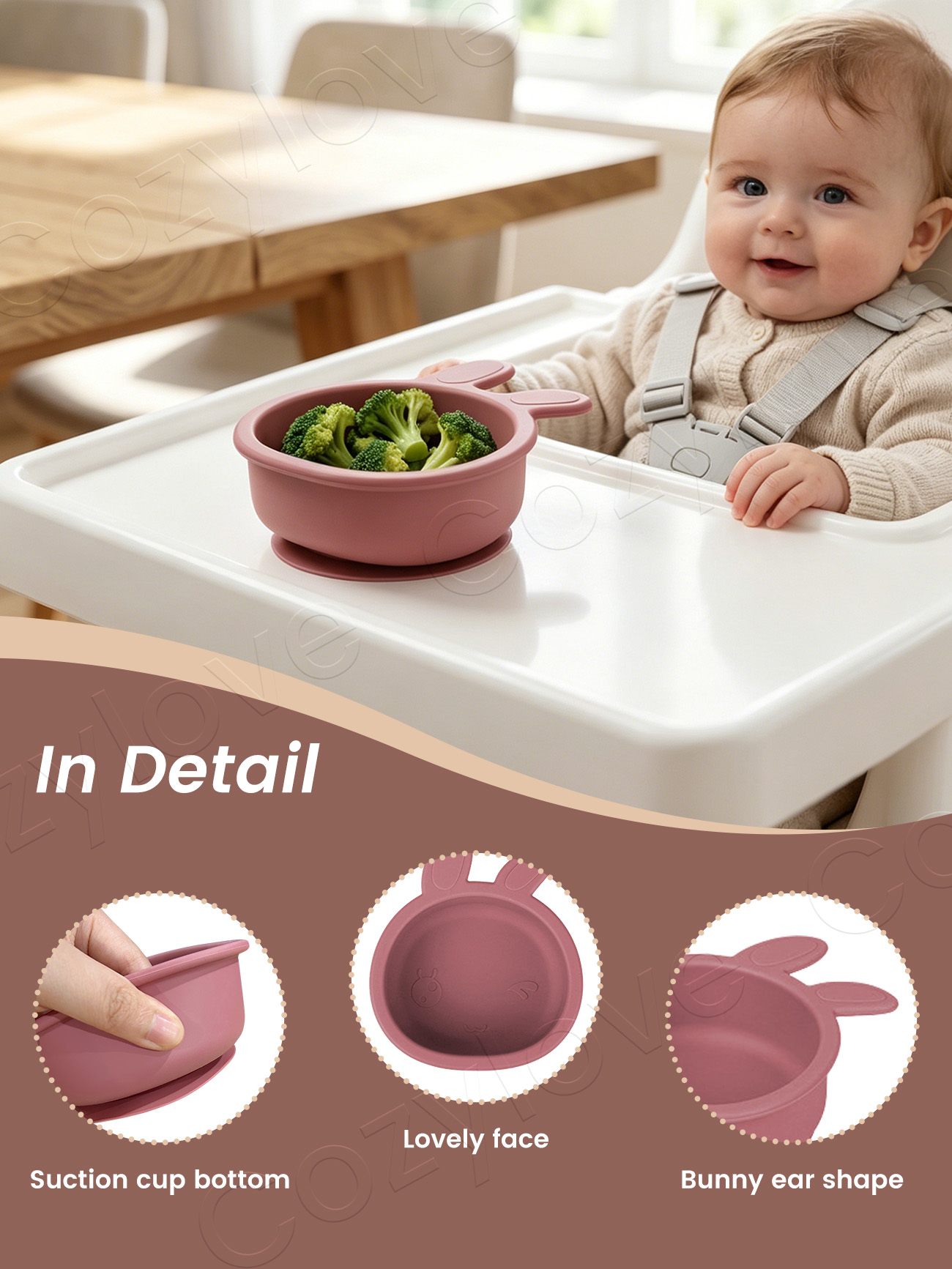 귀여운 토끼 귀 모양 실리콘 아기 흡착식 그릇, 식품  - Baby Food Weaning 리뷰 및 가격