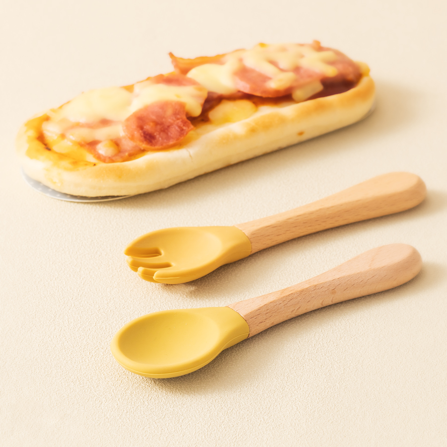 2PCS 아기 학습 숟가락 식기 세트 식품 학년 나무  - Baby Food Utensils 리뷰 및 가격
